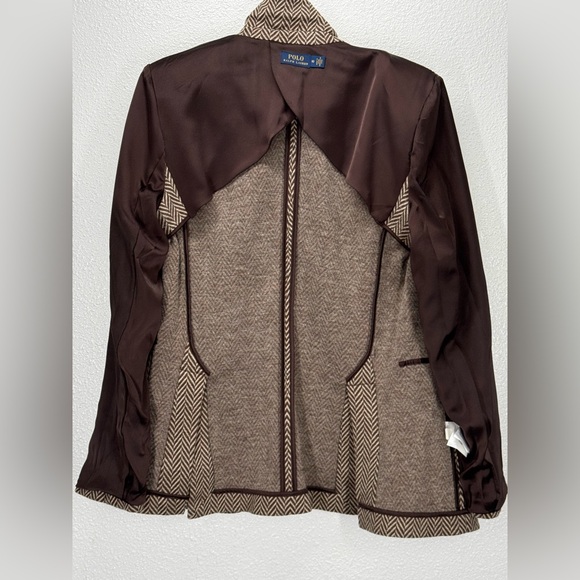 Polo by Ralph Lauren Blue Label Single Breasted Tan Herringbone Blazer 10 - Picture 2 of 15